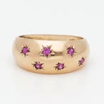 Ring - 18 karaat Geel goud Robijn, Sieraden, Tassen en Uiterlijk, Ringen, Nieuw