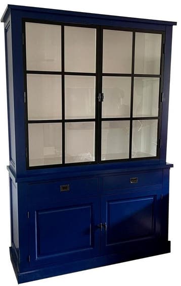 Buffetkast Soest safierblauw met stalen deuren 150cm, Ophalen of Verzenden, Nieuw