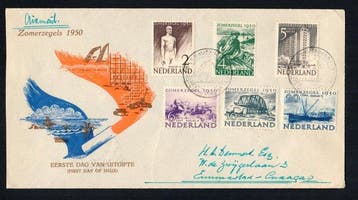 Nederland 1950 - Zomerzegels op FDC - NVPH E1, Gestempeld