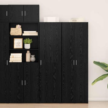 vidaXL buffetkast Zwart Eiken 50 x 42,5 x 185 cm, Huis en Inrichting, Minder dan 50 cm, Verzenden, Nieuw, Minder dan 100 cm
