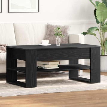vidaXL Salontafel Zwart Eiken 102 x 55 x 45 cm Bewerkt hout, Huis en Inrichting, Tafels | Salontafels, Verzenden, Nieuw, 50 tot 100 cm