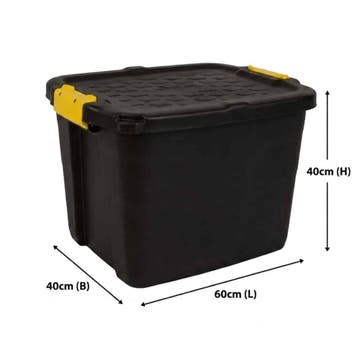 Opbergbox 60 liter zwart - Stapelbaar met deksel, Nieuw