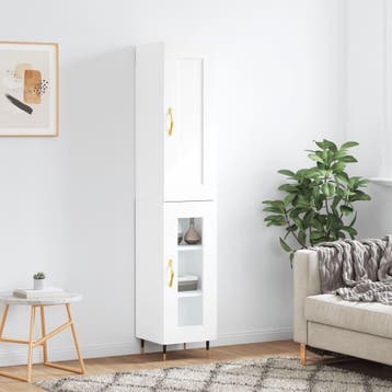 vidaXL buffetkast 34,5x34x180 cm bewerkt hout wit, Minder dan 50 cm, Verzenden, Nieuw, Minder dan 100 cm