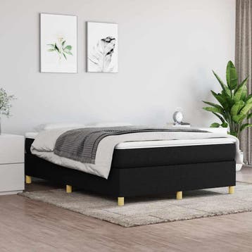 vidaXL Boxspring bed stof zwart 140x200 cm, Verzenden, Zwart, 140 cm, 200 cm