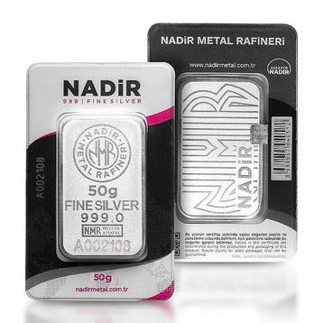 50 gram - Zilver .999 - Nadir Metal Rafineri - 50 gram -, Postzegels en Munten, Edelmetalen en Baren
