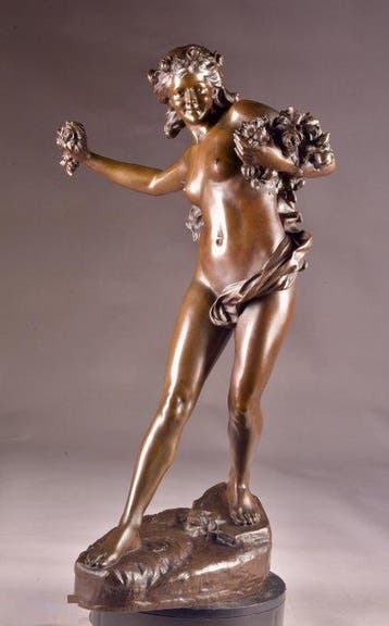 Paul Romain Chevré — Art Nouveau bronzen sculptuur van een