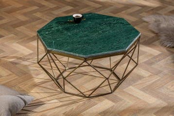 Elegante salontafel DIAMOND 70cm groen messing met marmeren, Huis en Inrichting, Tafels | Salontafels, Ophalen of Verzenden, Nieuw