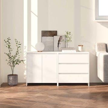 vidaXL 2 st Dressoirs bewerkt hout wit, Verzenden, Nieuw, Overige houtsoorten, Minder dan 50 cm