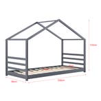 Kinderbed huisbed met bedbodem 90x200 cm donkergrijs, Verzenden, Nieuw