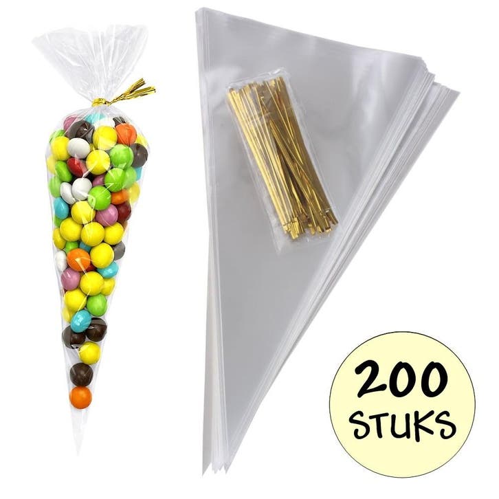 Fako Bijoux - 200x Cellofaan Puntzakken 25x13cm - Puntzak, Diversen, Cadeauverpakkingen, Verzenden