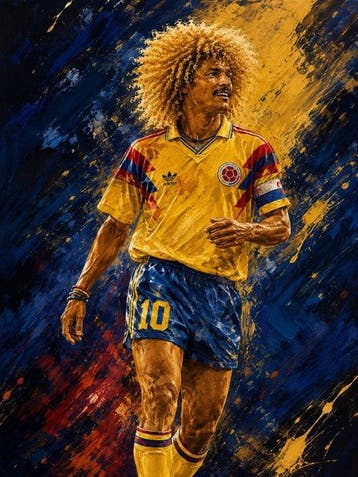 Shayer - Carlos Valderrama – World Cup Icon 1990 - XL -, Nieuw