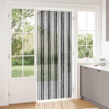 vidaXL Insecten Gordijn Chenille Grijs en zwart 90 x 220 cm, Verzenden, Nieuw, Grijs
