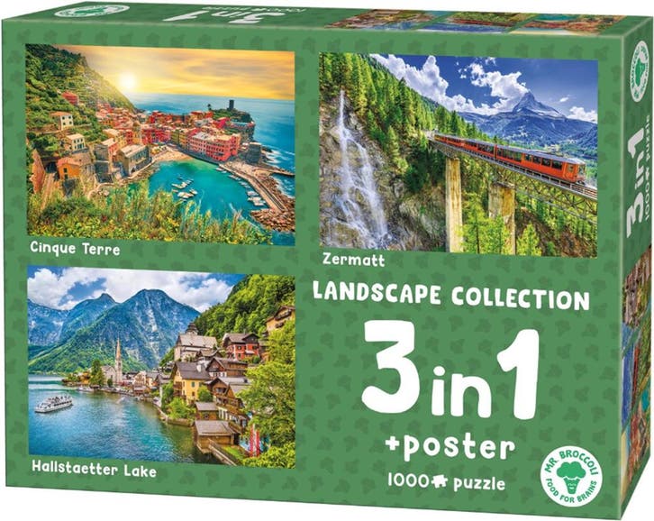 Landscape 3-in 1 Puzzel (3x1000 stukjes) | Mr. Broccoli -, Hobby en Vrije tijd, Denksport en Puzzels, Nieuw, Verzenden