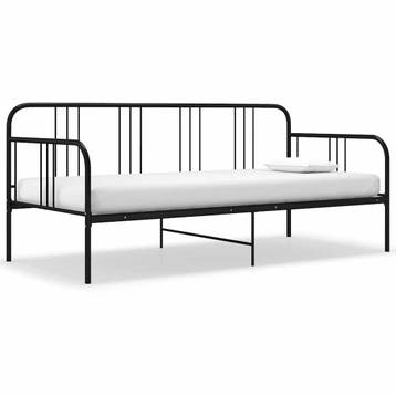 vidaXL Slaapbank metaal zwart 90x200 cm, 90 cm, Eenpersoons, Verzenden, Zwart