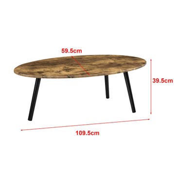 [en.casa] Salontafel Viborg ovaal 109,5x59,5x39,5 cm houtkle, Huis en Inrichting, Tafels | Salontafels, Verzenden, Nieuw