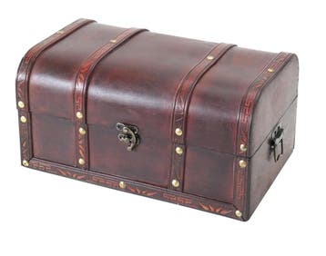 HMF Schatkist van Hout, Kleine Schatkist met Vintage Meta..., Verzenden, Nieuw