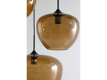Light & Living Mayson - Hanglamp - 3L - Bruin Glas - Ø40cm, Verzenden, Nieuw