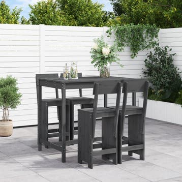 vidaXL 5-delige Tuinbarset massief grenenhout grijs, Verzenden, Nieuw, 5 zitplaatsen