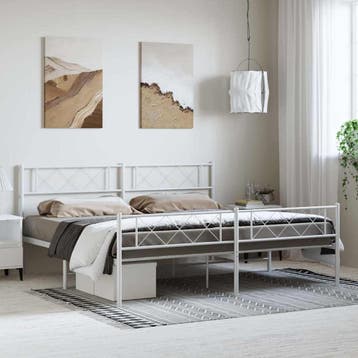 vidaXL Bedframe met hoofd- en voeteneinde metaal wit 183x213, Huis en Inrichting, Verzenden, Wit, Overige maten, Metaal