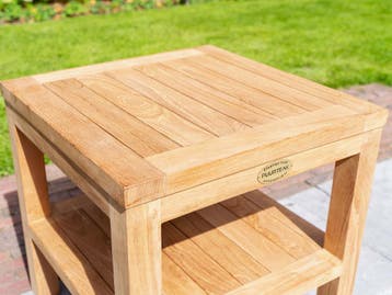 Ideale bijzettafel van massief teakhout | Direct leverbaar!, Tuin en Terras, Tuintafels, Ophalen of Verzenden, Nieuw, Vierkant