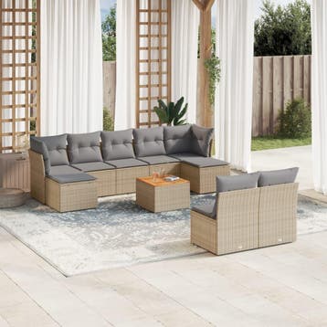 vidaXL Patio Sofa Set 10-zits Mix Beige and Light Grey, Tuin en Terras, Verzenden, Nieuw