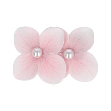 Haarspeld Duckklem 7cm – Dubbele Bloem – Parel – Lichtroze, Nieuw