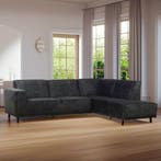 Stoere hoekbank antraciet stof - strakke vorm - uit voorraad, Ophalen of Verzenden, Nieuw, Stof, Modern, Landelijk