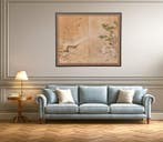 Vouwscherm met een winters tafereel van een uil en katten -