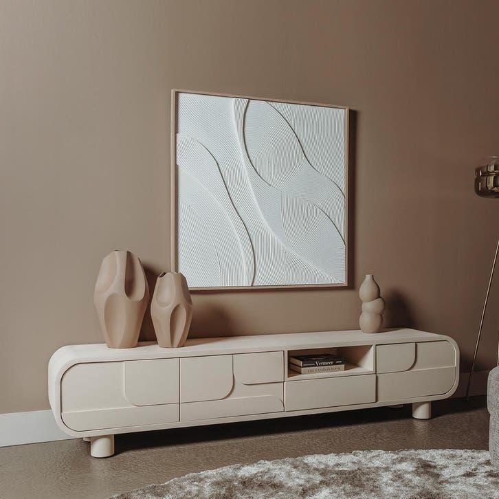 *WOONWINKEL* Tower Living Alviano Beige Tv-meubel Organisch, Huis en Inrichting, Kasten | Televisiemeubels, Nieuw, Verzenden