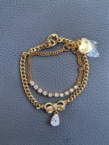 Goud gevuld - Schakelarmband - Juicy Couture Crystals, Antiek en Kunst