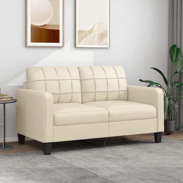 vidaXL Tweezitsbank 140 cm kunstleer crèmekleurig, Verzenden, Leer, Minder dan 150 cm, Nieuw