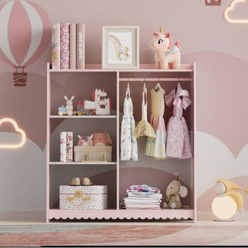 Kinderrek Vestnes 90x80x38 cm roze en wit [en.casa], Verzenden, Nieuw