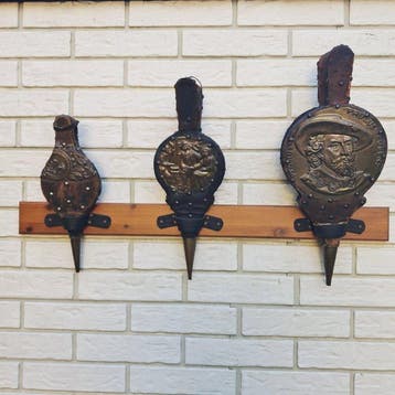Openhaard accessoire - Hout, messing, leer