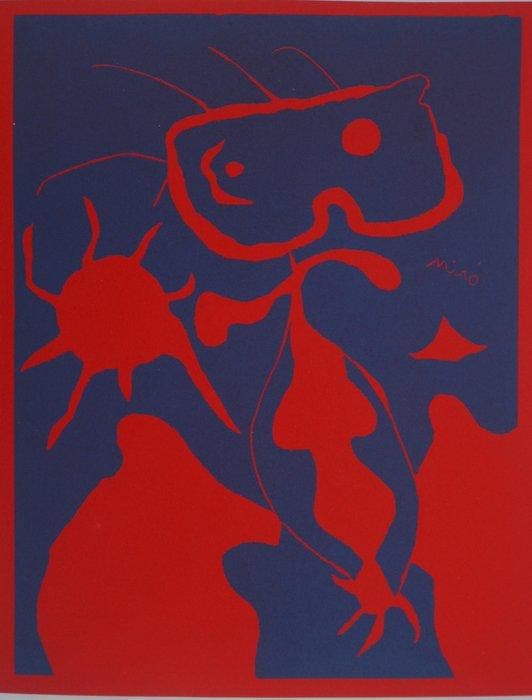 Joan Miro (1893-1983) - Homme au soleil rouge, Antiek en Kunst, Antiek | Overige Antiek