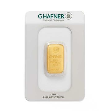250 gram gegoten goudbaar C. Hafner met certificaat - LBMA, Verzenden, Goud