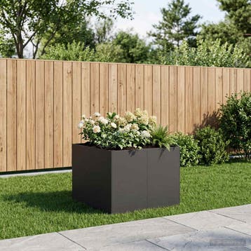 vidaXL Plantenbak Zwart 80 x 80 x 60 cm Koudgewalst staal, Tuin en Terras, Verzenden, Nieuw, Metaal, 60 tot 100 cm