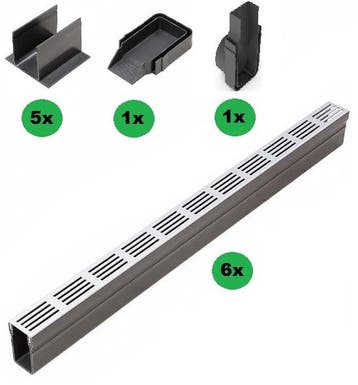 ACO Slimline Startpakket Blank Aluminium 6 meter met, Ophalen of Verzenden, Nieuw