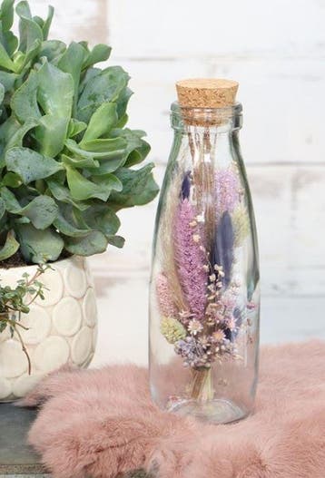 Glas vaas Fles Glas voor schelpen of bloemen Ø7 h.21 cm excl, Ophalen of Verzenden, Nieuw