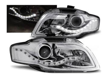 LED DRL koplamp units Chrome geschikt voor Audi A4 B7, Auto-onderdelen, Verzenden, Nieuw, Audi