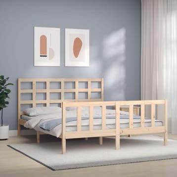vidaXL Bedframe zonder matras massief grenenhout 160x200 cm, Bruin, Verzenden, 200 cm, 160 cm