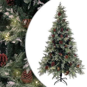 vidaXL Kerstboom met LED en dennenappels 195 cm PVC en PE, Diversen, Kerst, Verzenden, Nieuw