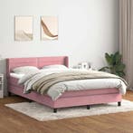 vidaXL Boxspring met matras fluweel roze 160x220 cm, Huis en Inrichting, Slaapkamer | Bedden, Verzenden, Nieuw, Stof