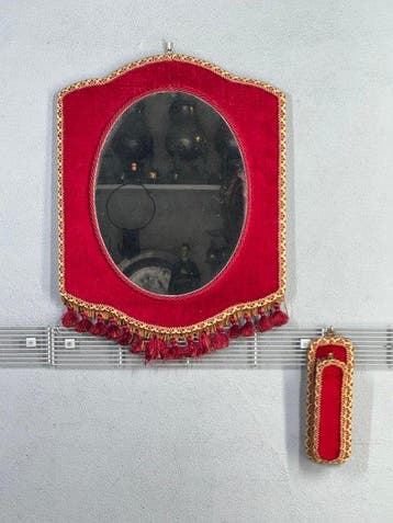 Wandspiegel - Glas, Fluweel - Spiegel met borstel