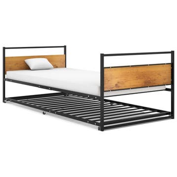 vidaXL Bedframe uitschuifbaar metaal zwart 90x200 cm, 90 cm, Eenpersoons, Verzenden, Zwart