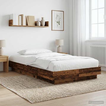 vidaXL Vloerbedframe Oud hout 80 x 210 cm Bewerkt hout, Huis en Inrichting, Slaapkamer | Bedden, Verzenden, Nieuw, Bruin, Hout