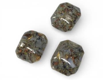 2 x DQ Octagon glas cabochon 16 x 13 mm – grijs/goud gemê, Ophalen of Verzenden, Nieuw, Overige typen