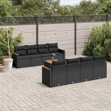 vidaXL Patio Sofa Set 8-zits Black, Verzenden, Nieuw