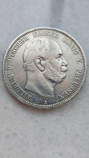 Duitsland, keizerrijk 5 Mark 1876, Prussia (Zonder