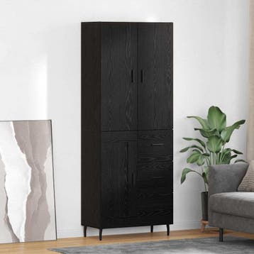 vidaXL buffetkast 2 st Zwart eiken 69,5 x 34 x 180 cm, Minder dan 50 cm, Verzenden, Nieuw, Minder dan 100 cm