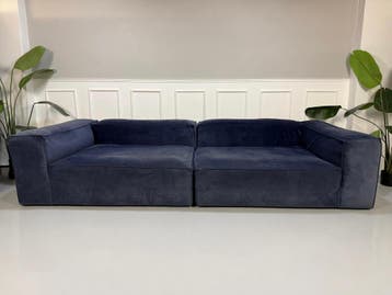 Bolia Cosima bank blauw velours stof bank grote hoekbank, Ophalen of Verzenden, Zo goed als nieuw, Rechte bank, Stof